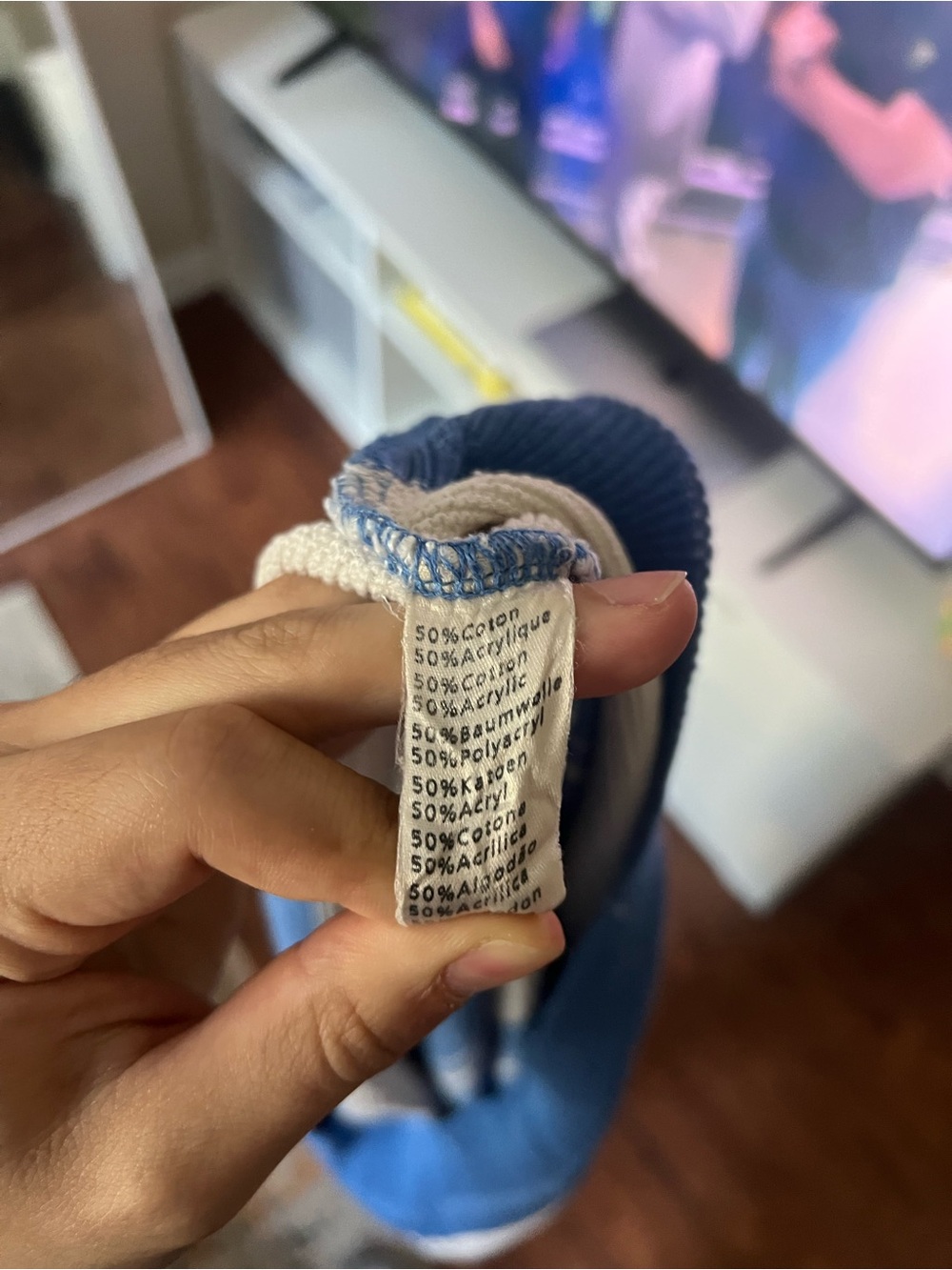 Lacoste White and Blue Horizontal Stripe Crewneck Sweater - Picture 5 of 6